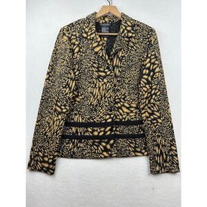 K Studio Collection Blazer Womens 12 Animal Print Button Front